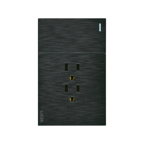 Placa Con 1 Apagador Sencillo Y 2 Contactos Lucek FlatPack 6 negro