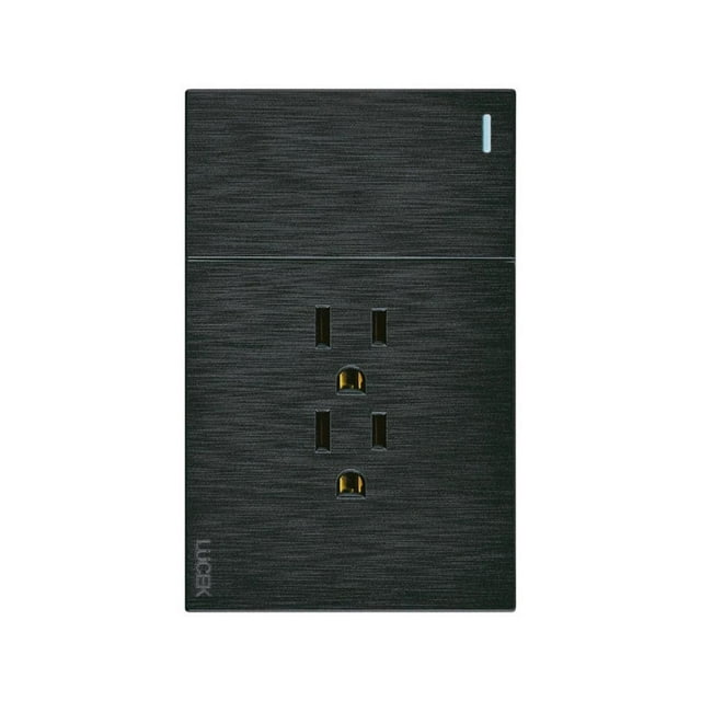 Placa Con 1 Apagador Sencillo Y 2 Contactos Lucek FlatPack 6 negro