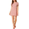 thumbnail image 5 of INSPIRE CHIC Women's Floral Ruffle V Neck Puff Sleeves Chiffon Mini Dress, 5 of 7