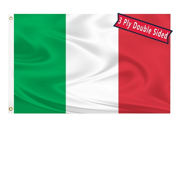 TRAHOO-Italy Flag 3x5 Three Layer Double Sided Italian Flag Polyester Fiber Bright Color with Durable Canvas Header and 2 Non Fading Brass Grommets