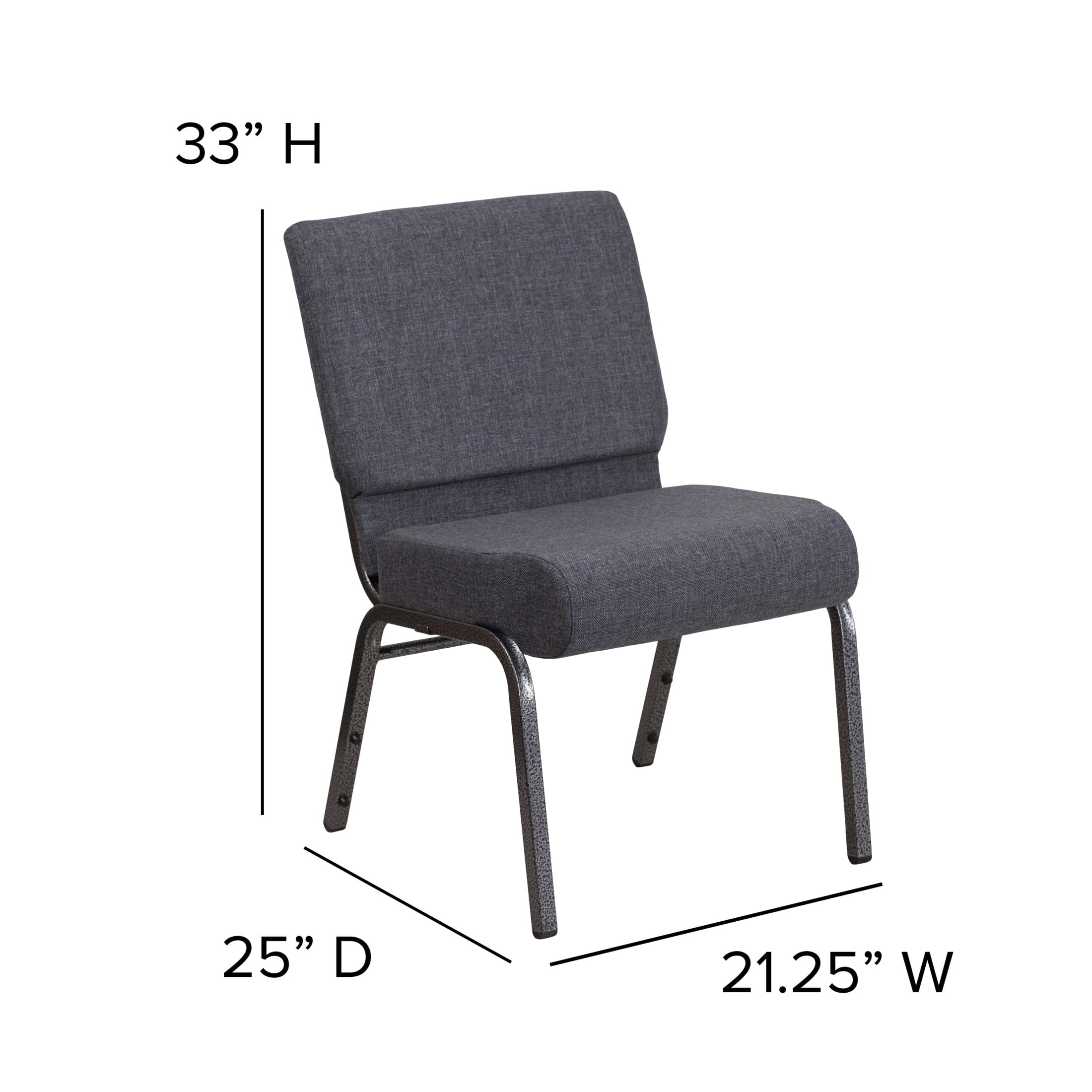 Flash Furniture Hercules Series 21"W Upholstered Church Chair with Book Pouch, Dark Gray
