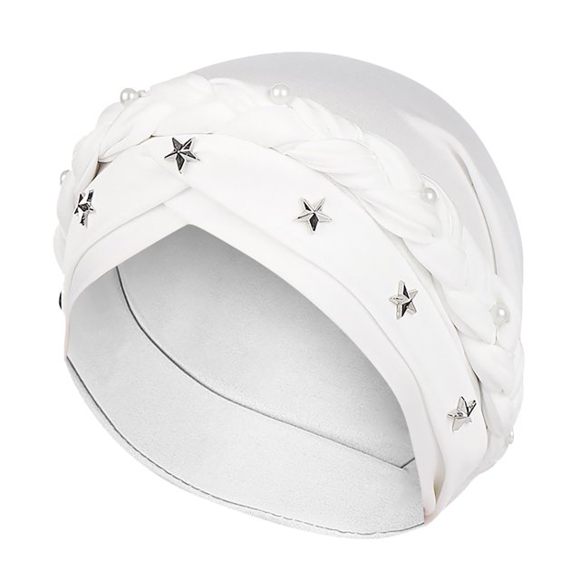 Women Beading Braid India Hat Muslim Ruffle Cancer Chemo Beanie Turban Wrap Cap