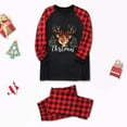 thumbnail image 2 of Odeerbi Christmas Pajamas for Family Holiday Plaid Long Sleeve Family Christmas Pajamas Matching Sets Dad Casual Print Loungewear Parent-child Set Two-Piece Sleepwear Xmas PJs Set Black, 2 of 7