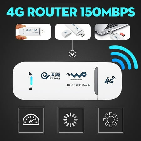 4G LTE Mobile WiFi Router Hotspot Wireless USB Dongle Mobile Broadband Modem SIM Card For Car Home Mobile Travel Camping, 150Mbps Modem (Best Home Wireless Modem)