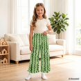 thumbnail image 4 of COEQINE Girls' Wide Leg Pants with Ruffle Hem, Casual Long Trousers Breathable Flowy Fall Pants Y2K Girly Outfits for Daughter, Size 11-12, Watermelon Rind Stripe, 4 of 8