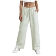 thumbnail image 2 of vigerkar Women's Striped Pants Pajama Lounge Boxer Pants Casual Wide Leg Drawstring PJ Bottoms Trousers (Blue, L), 2 of 9