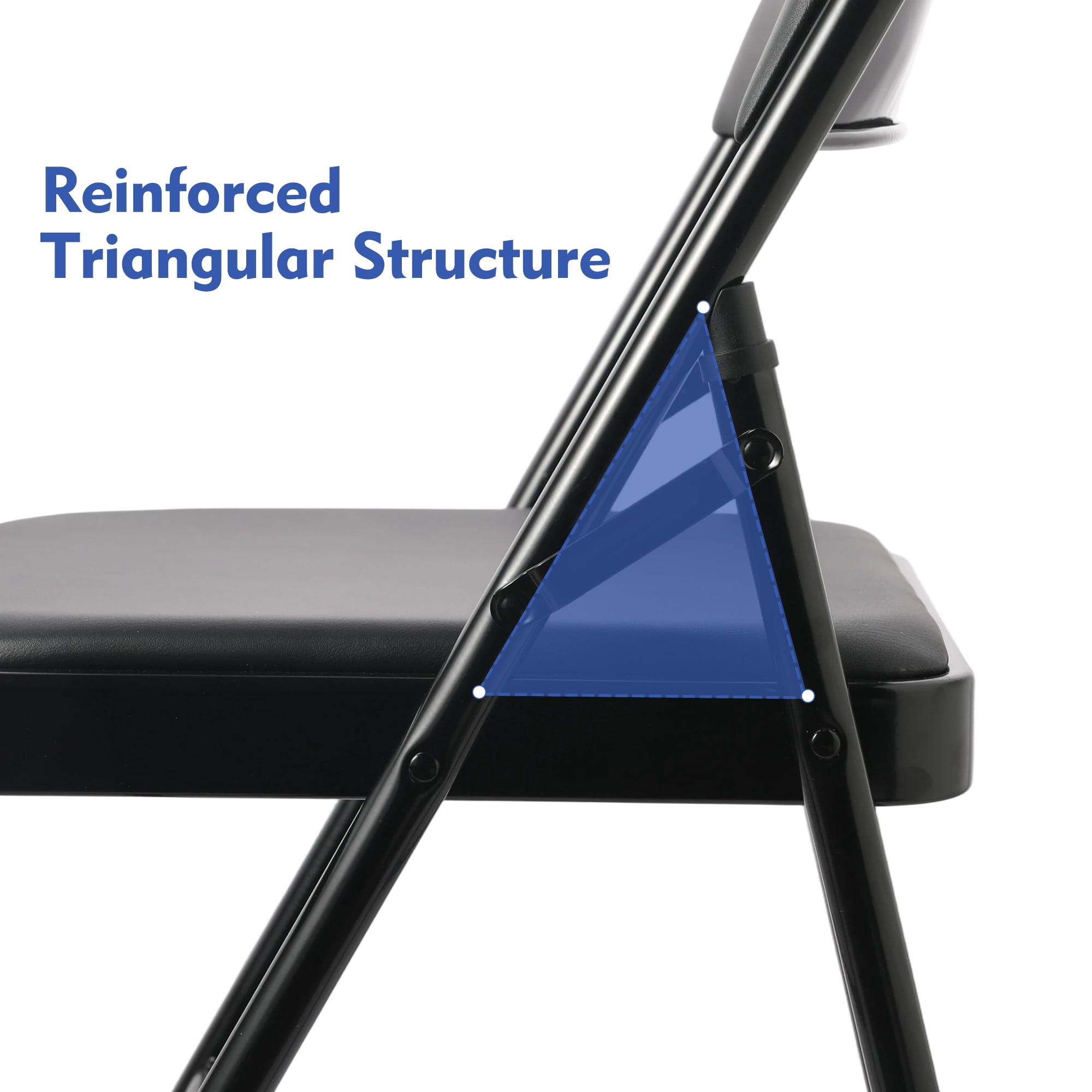 Mainstays Deluxe Vinyl Padded Seat and Back Folding Chair, Black (Set of 4)
