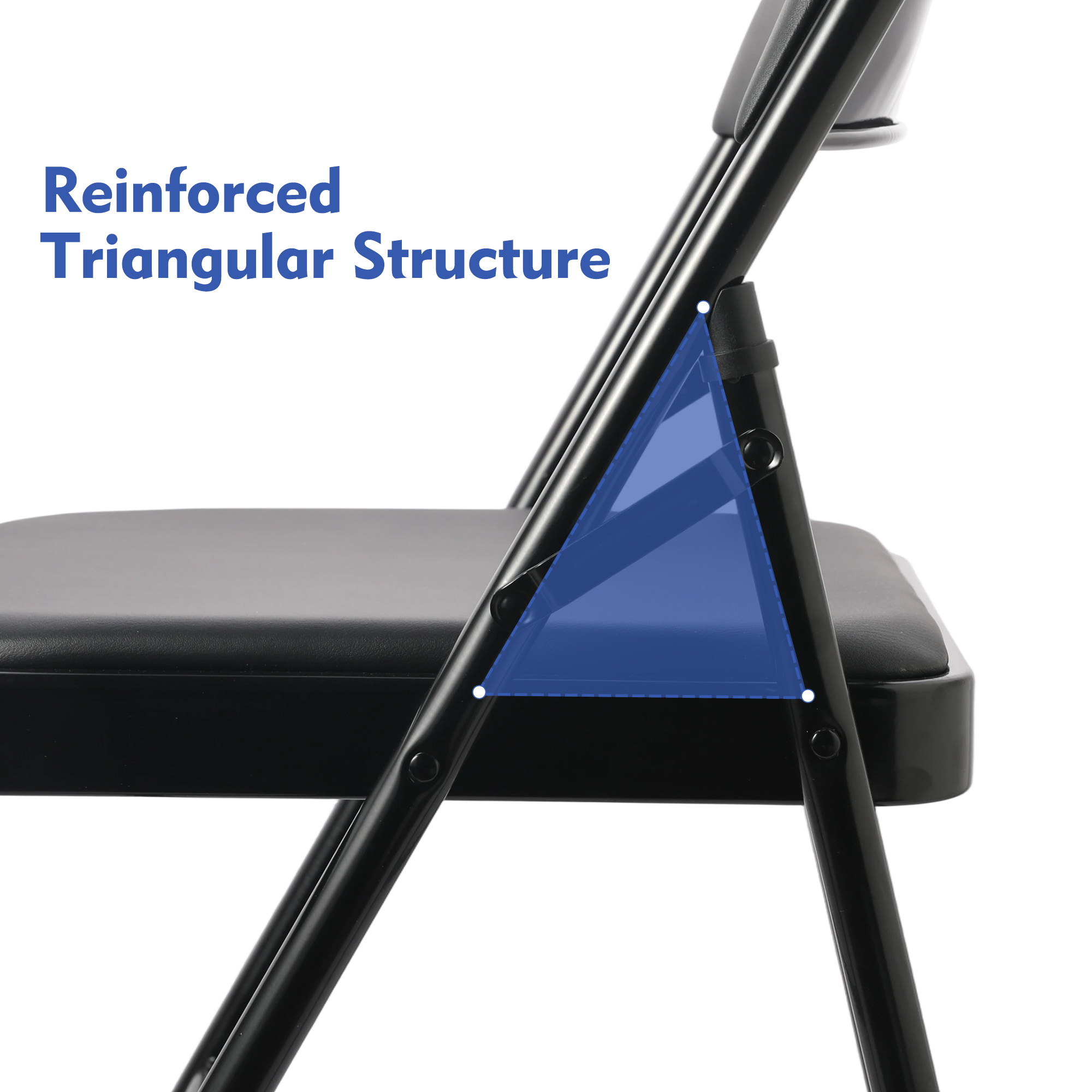 Mainstays Deluxe Vinyl Padded Folding Chair, Black, Set of 4 photo 3