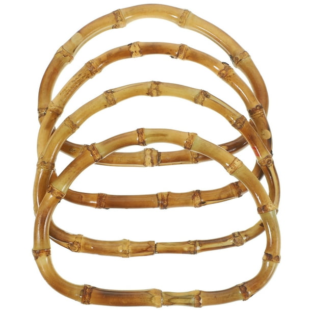EeaseMX 4 asas gruesas de bambú macizo en forma de D para bolsos, prácticas perchas para marcos de bolsos, accesorios para bolsos de bricolaje, asas de madera para bolsos.