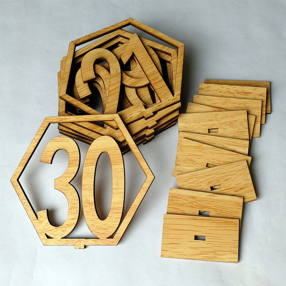 20 Sets Wooden Hexagon 1-20 21-40Table Numbers for Wedding Party Decoration