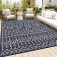 thumbnail image 3 of Yesfashion Carpets Area Rugs Washable 100% Polypropylene Turkish Outdoor Flat Weave Carpet Terrace-Morocco-Bekaa TRC3007 Blue 8'9"*12'2", 3 of 7