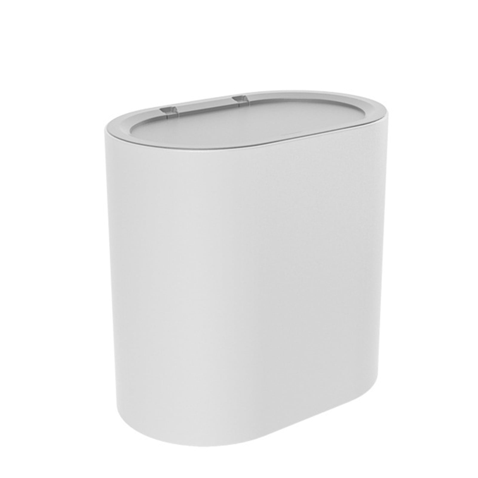 Fufafayo under $5 Slim Plastic Bathroom Trash Can with Lid, 10x10x6 Inch Pet Proof Trashcan, Kitchen Trash Can Wastebasket with Press Type Lid, White Thin Garbage for Room Rv Bedroom Dorm Office