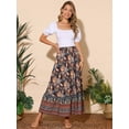 thumbnail image 5 of DARING DIVA Women's Bohemian High Waist A Line Maxi Skirts S Dark Blue, 5 of 8
