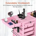 thumbnail image 5 of TASALON Lockable Beauty Salon Cart with 6 Drawers and Tool Holders, Rolling Salon Trolley -Pink, 5 of 6