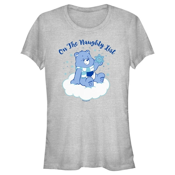Junior's Care Bears Christmas Grumpy Bear On the Naughty List  Graphic Tee Athletic Heather 2X Large