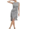 thumbnail image 2 of Summer Dress Dgankt Women’s 20s Flpper Dress Sleeveless All Over Tassel Tiered Fringe Cocktail Party Dress, 2 of 4