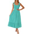 thumbnail image 1 of Txlixc - Vestido midi de verano para mujer, informal, con tirantes finos, sin mangas, de talle alto, fluido, línea A, largo Txlixc Estilo de ocio, 1 of 4