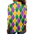 thumbnail image 7 of Carnival Shirt for Women 2026 Masquerade Costume Purple Gold Green Striped Print Long Sleeve Stylish Blouse, 7 of 7