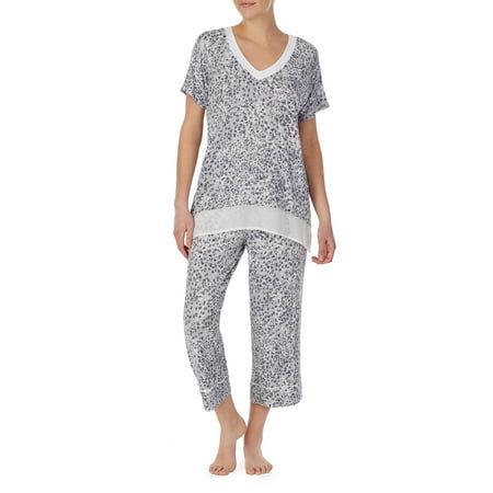 Secret Treasures Women's and Women's Plus Modern V-neck Capri PJ Top/Bottom (Best Plus Size Pajamas)
