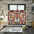 thumbnail image 4 of Yayeee Kitchen Curtains Tier Pair Light Filtering 27"x24" Rod Pocket Short Cafe Window Panel, Red Floral, 4 of 7