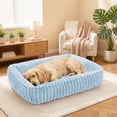 thumbnail image 6 of Exclusivo Mezcla Ribbed Plush Cuddler Dog Bed, 36"×28" Calming Pet Bed with Non-Slip Bottom for Large Dogs, Blue, 6 of 7