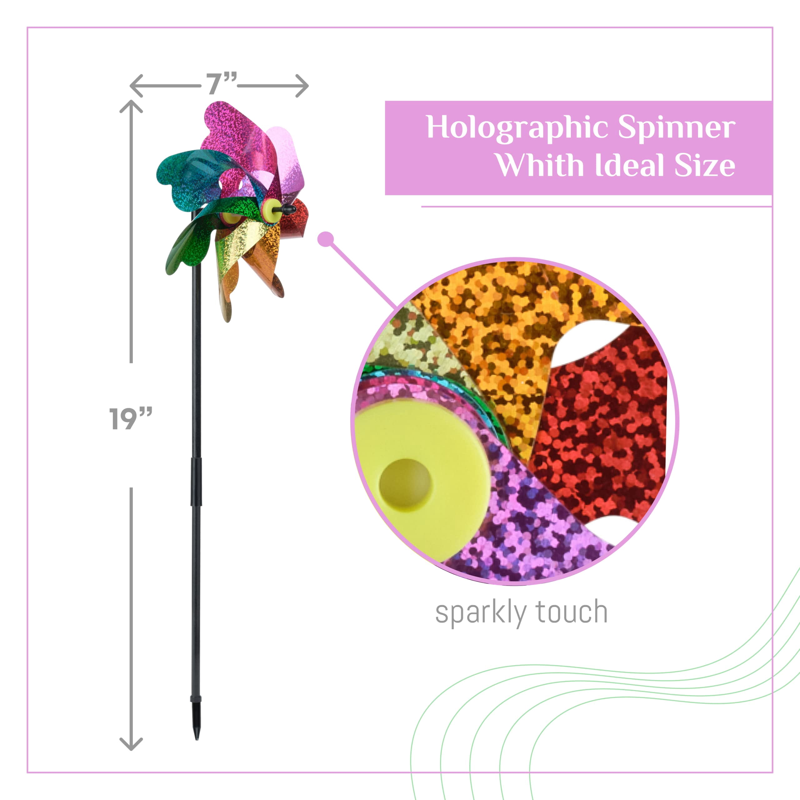 Buy Repellent Pinwheels Skly Holographic Pin Wheel Spinners Scare ...