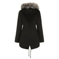 thumbnail image 6 of QATAINLAV Women's Faux Fur Hooded Parka Coat Warm Winter Thicken Fleece Lined Long Jacket Solid Casual Parkas with Pockets, Black, L, 6 of 9