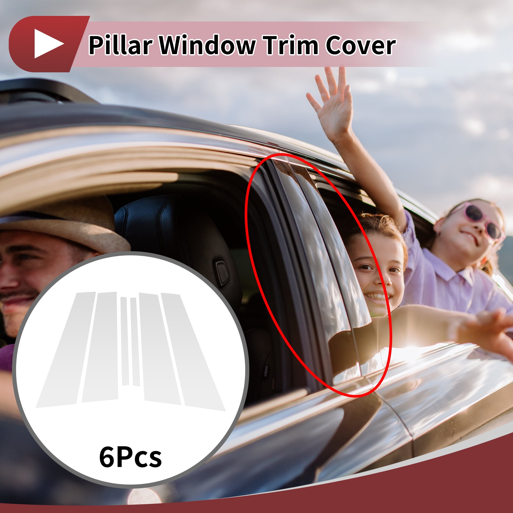 Unique Bargains Car Door Pillar Window Trim Sticker for KIA Cadenza VG K7 2014-2016 White