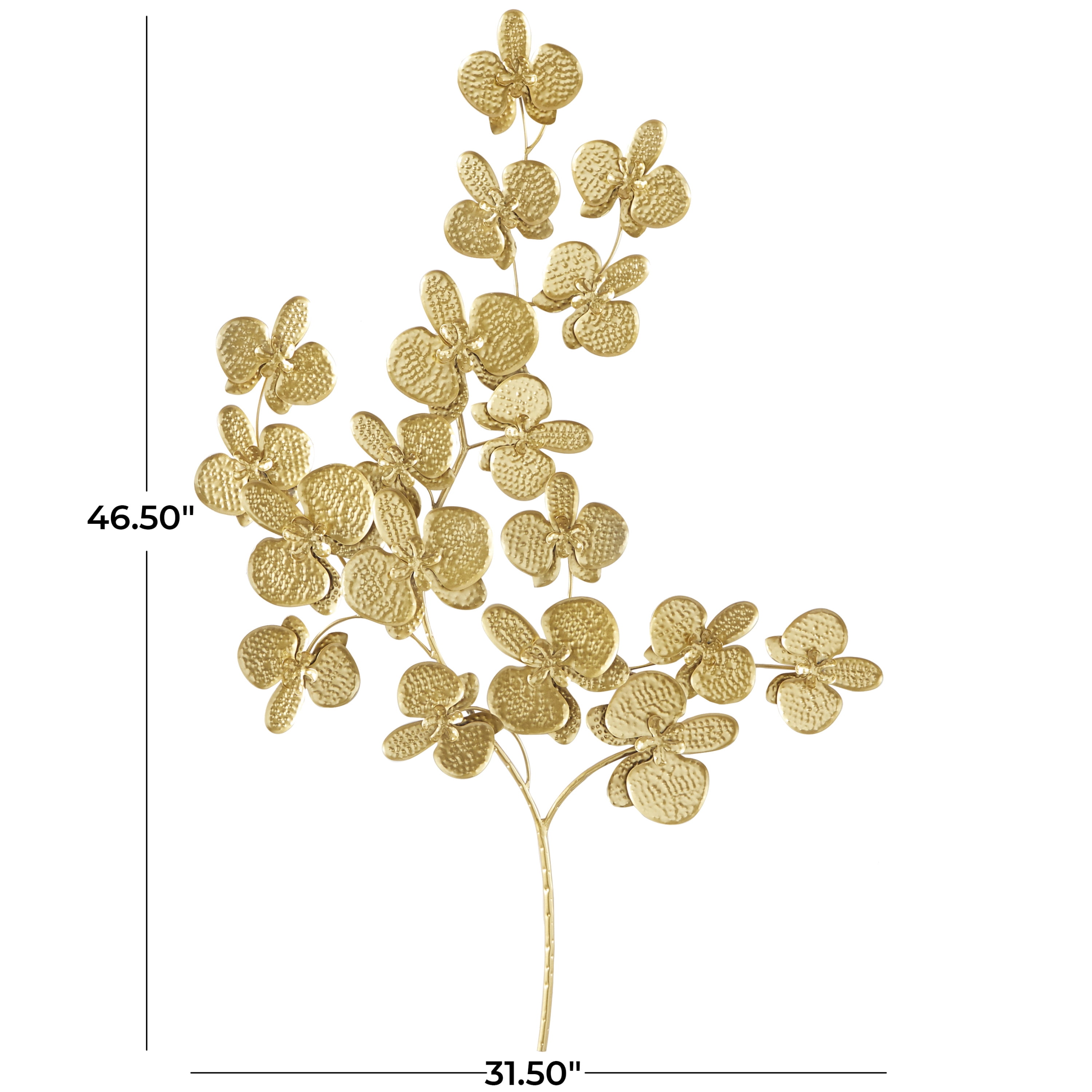 CosmoLiving by Cosmopolitan Gold Metal Orchid Floral Wall Decor with Stem