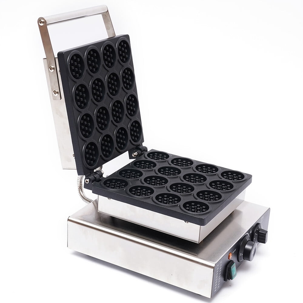 16 Grid Commercial Mini Waffle Maker 1750W Nonstick Electric Fast Waffle Making
