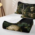 thumbnail image 4 of Homewish Halloween Skull Quilt King for Boys Girls, Autumn Grape Leaf Botanical Gothic King Coverlet Set, 3pcs, 4 of 7