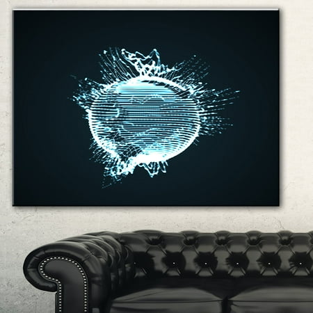 Glowing Sphere - DESIGN ART Designart 'Glowing Blue 3D Sphere' Abstract Digital Art Canvas Print