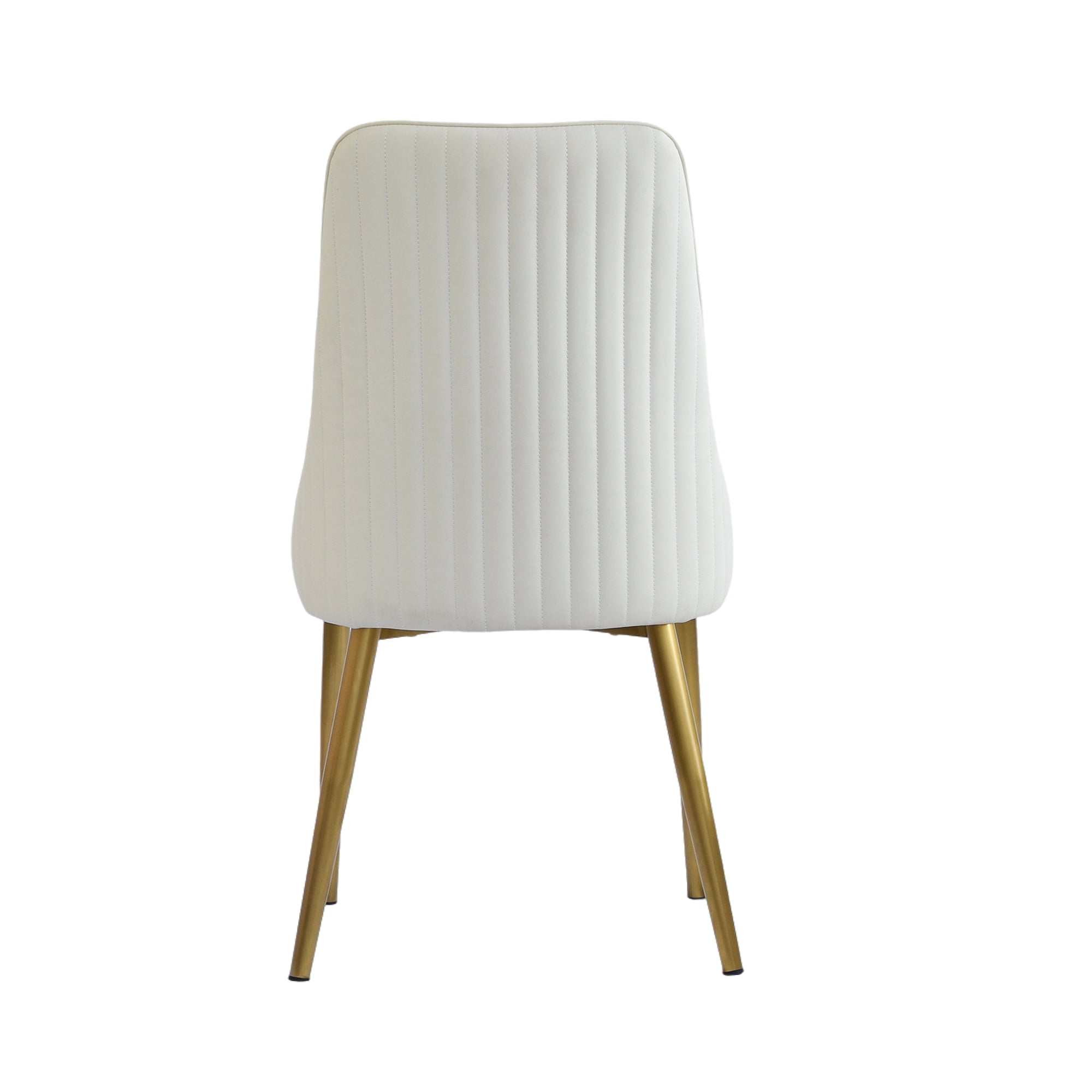 LovingAHome Upholstered Dining Chairs Set of 4, 36.6" Modern Accent Dining Chair with Gold Metal Leg,Faux Leather Dining Chairs for Dining Room/Restaurant/Living Room(Beige)