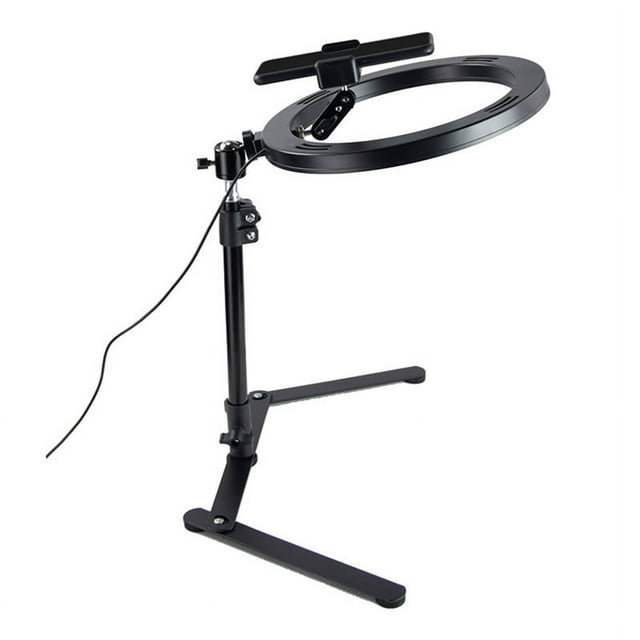 Anillo de luz LED para selfies con control remoto para escritorio, soporte para teléfono, lámpara de video con relleno circular, anillo de luz USB regulable con soporte para trípode