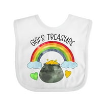 Inktastic Gigi's Treasure St. Patrick's Day Rainbow and Gold Boys or Girls Baby Bib