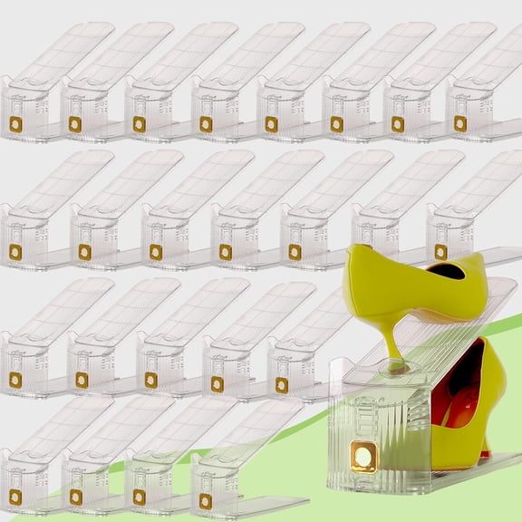 24 Pack Shoe Slots Organizer, Shoe Stackers Organizer for Closet Adjustable Shoe Holder Space Saver 50% Shoes Racks for Closet Organization