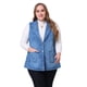 thumbnail image 3 of Chaquetas de talgrande pamujer Chaleco de mezclilinformal con solade cambray Azul medio 1X, 3 of 5