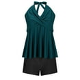 thumbnail image 6 of VBTAPA Women's Tankini Swimsuit Two Piece 2025 Halter V Neck Bathing Suit with Shorts Tummy Control Modest Swimwear Today's Sales Blue XL, 6 of 8