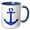 Blue/White, variant on 3drose, Rustic Blue Anchor Heart, 15oz Mug