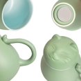 thumbnail image 3 of 1 taza de té de cerámica (verde) con infusor y tapa (301-400 ml), taza de té con lindo filtro de diseño de gato para remojar hojas sueltas, regalo para vacaciones, cumpleaños, casa cálida JM, 3 of 5
