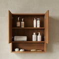 thumbnail image 2 of YIYADO 26 Inch Wall Mounted Striped Bathroom Cabinet with Doors, Shelves and Open Storage Compartment Above Toilet Bathroom, Kitchen, Laundry Room Storage Cabinet, Natural Wood, 2 of 5