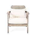 thumbnail image 2 of Patio Furniture: Wood Club Chair With Waterproof Cushion - For Garden, Backyard, Porch, Balcony 400lbs Weight Bearing, Brown Outdoor Water-repellent, Capacity, Cream,, 2 of 6