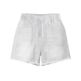thumbnail image 6 of Women High Rise Ripped Stretchy Jeans Shorts Frayed Raw Hem Casual Denim Shorts White XL, 6 of 7