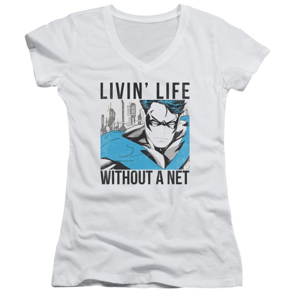 Batman Without A Net Junior Women's T-Shirt V-Neck-White