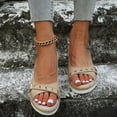 thumbnail image 2 of Espadrilles Wedge Sandals for Women Peep Toe Fashion Buckle Strap Summer Dress Shoes Adjustable Slingback Heels Beige Size 7.5, 2 of 8