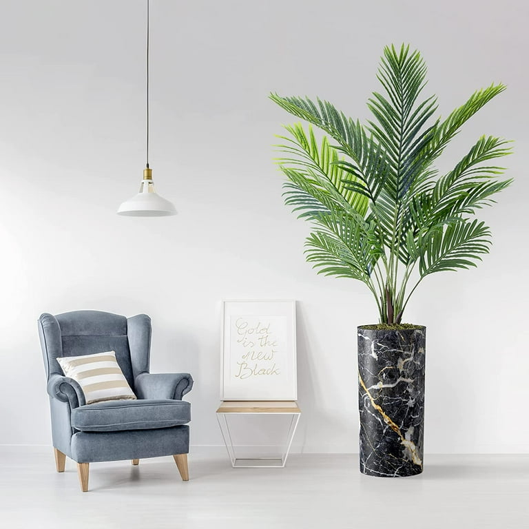 Artificial Tree in Modern Granite Effect Planter, Fake Areca Tropical top Palm Silk Tree, Artificial Plant for Indoor and Outdoor Home Decor