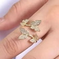 thumbnail image 3 of 2Ct Round Cut Simulated Diamond Women's Butterfly Engagement Ring 14K Yellow Gold Plated Silver For Her, 3 of 5