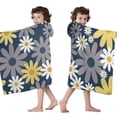 thumbnail image 4 of Navy Daisy Flower Pattern Hooded Bath Towel，50"x30" for Ages 3 To 12 Kids, Quick Dry Lightweight Soft Microfiber Hood Beach Towel Cover Up for Kids, 4 of 7