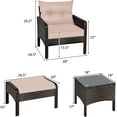 thumbnail image 2 of DORTALA Outdoor Rattan Furniture Set – 5 Piece Patio Conversation Group with Cushions, Glass Table, Ottomans and Chairs for Backyard or Balcony, 2 of 14