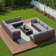 thumbnail image 3 of 7 Piece Outdoor Patio Furniture Set, Asofer Rattan Wicker Outdoor Conversation Sectional Sofa Set, Gray, 3 of 13